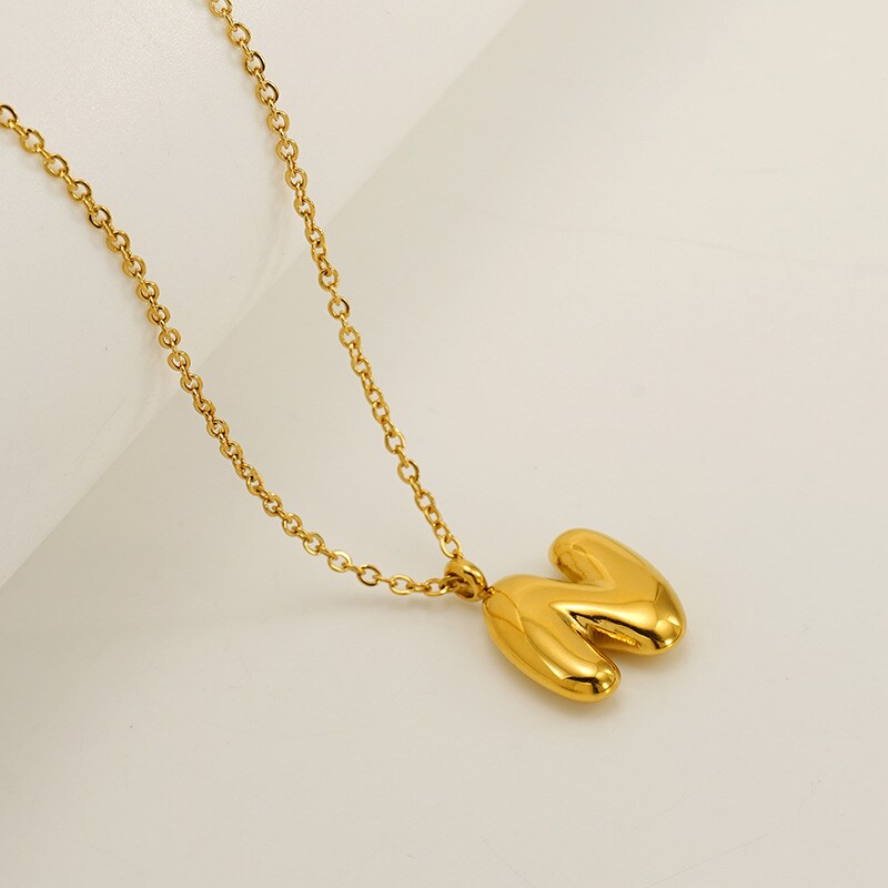 Gold color / 1 Piece Simple Series Daily Letter N Titanium Steel 18K Gold Plated Unisex Pendant Necklaces Picture14